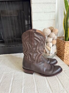 Cuero Handmade Brown Leather Cowboy Boots Men’s Size 8 D Western Ranch Mexico